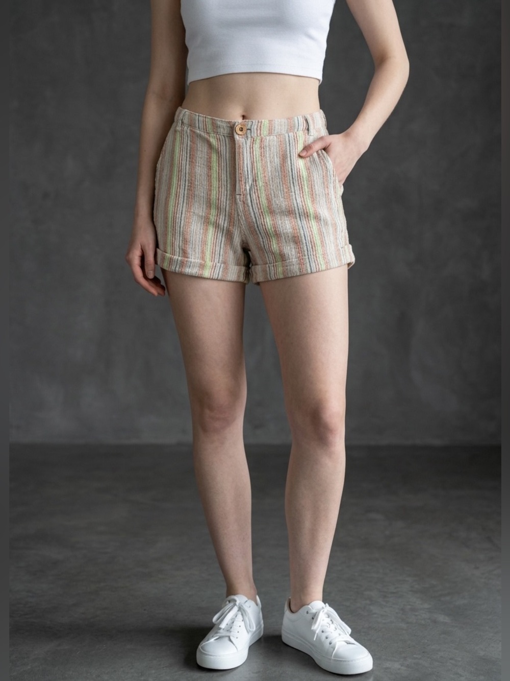 Roxy Multi Striped Crinkle Shorts Size 28